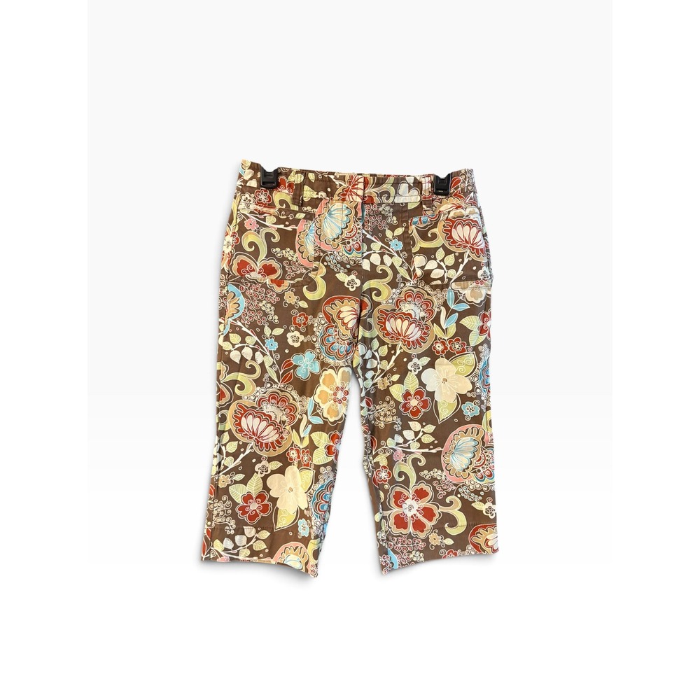 Ann Taylor LOFT Marisa Floral Paisley Cropped Pants Brown Multi Color Size 4